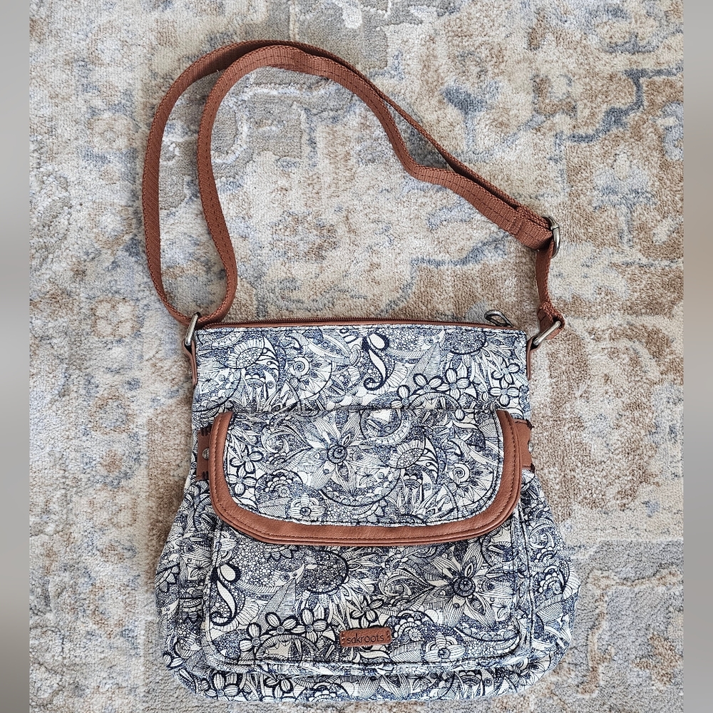Sakroots artist circle navy floral crossbody bag